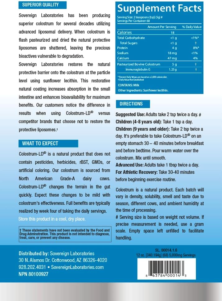 Colostrum-LD Powder | Unflavoured | Liposomal Delivery, Maximum Absorption | 12 oz/68 Servings - görsel 2