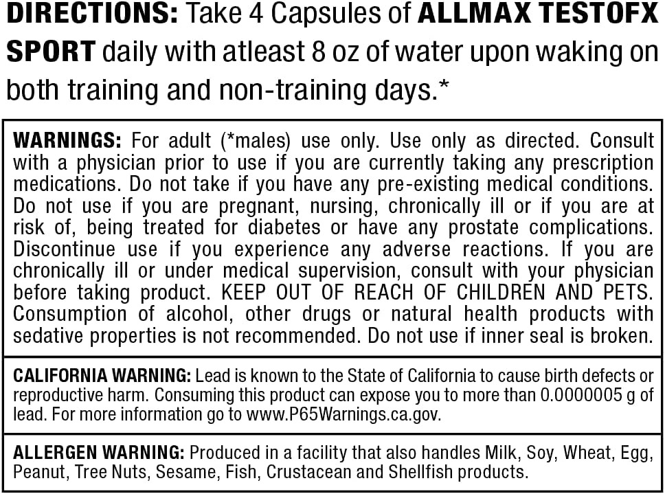 ALLMAX TESTOFX Sport - Testosterone Support Formula with Zinc, Vitamin B6 & Magnesium - 80 Capsules - görsel 5