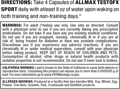 ALLMAX TESTOFX Sport - Testosterone Support Formula with Zinc, Vitamin B6 & Magnesium - 80 Capsules