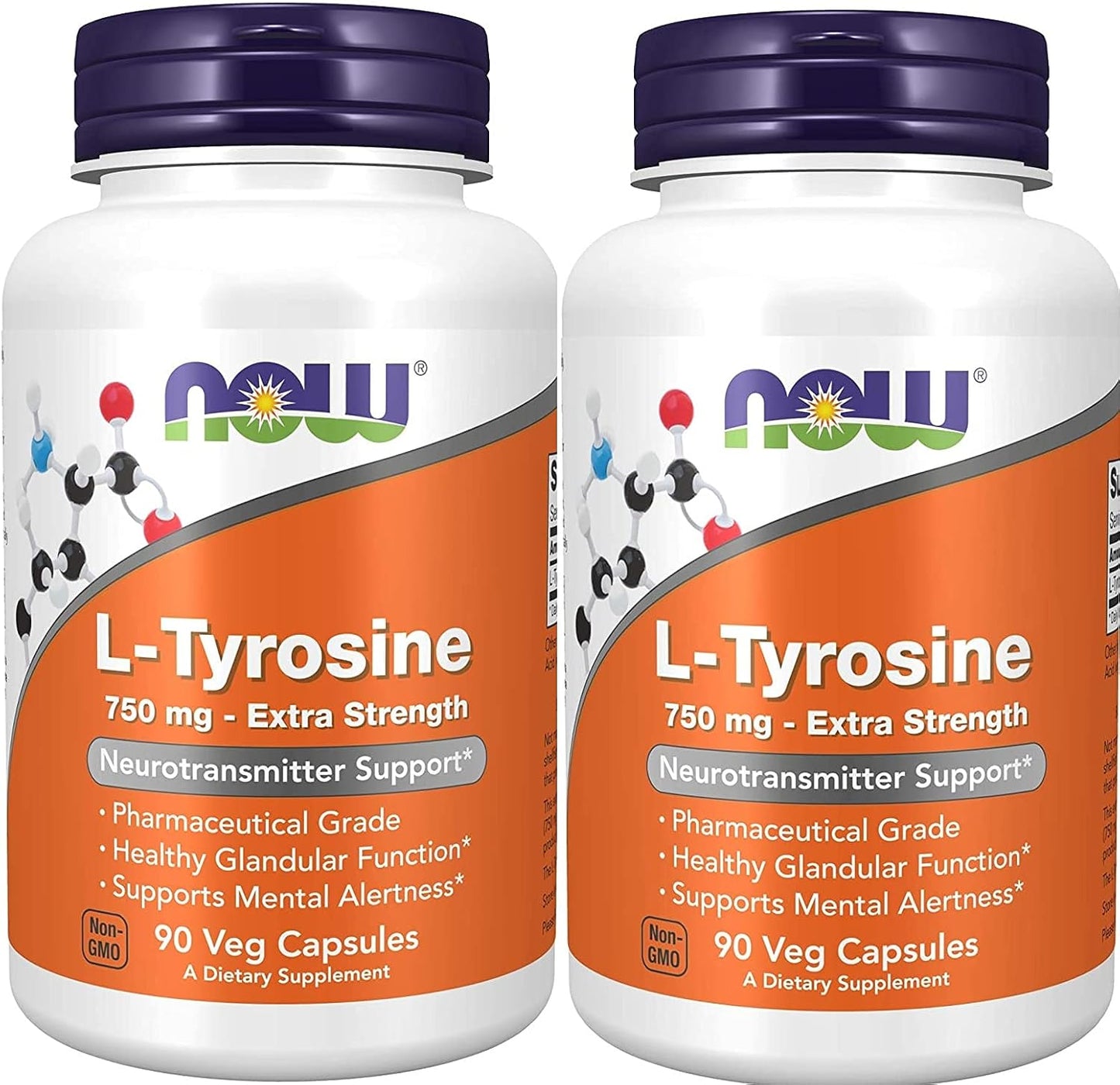 NOW Foods L-Tyrosine 750 mg, 180 Capsules (Pack of 2) - görsel 1