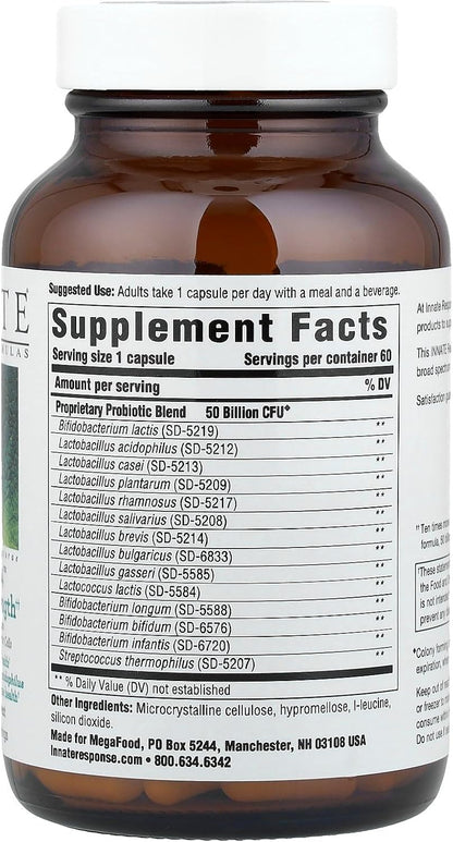 INNATE Response Formulae Flora 50-14 Clinical Strength Probiotics for Digestive Health - 50 Billion CFU, 60 Capsules
