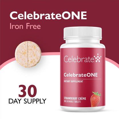 Celebrate Vitamins CelebrateONE Chewables, Iron-Free Bariatric Multivitamin, Strawberry Creme, 30 Tablets – Image 2