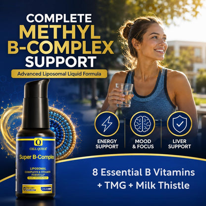 Cellqueue Liposomal Methyl B Complex Liquid – Active B Vitamin Formula with Methyl B12, Folate, TMG and Milk Thistle, 50 ml