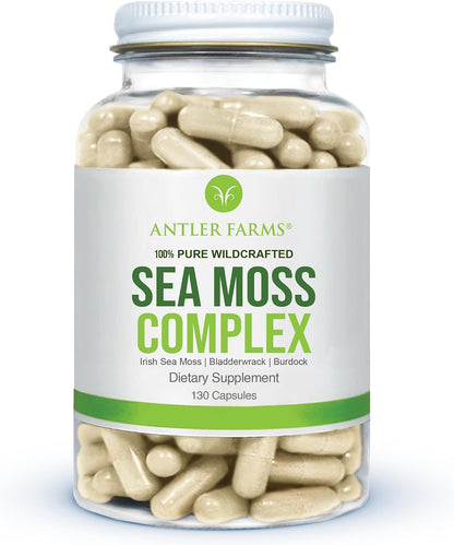 Antler Farms – 100% Pure Sea Moss Complex, 130 Capsules