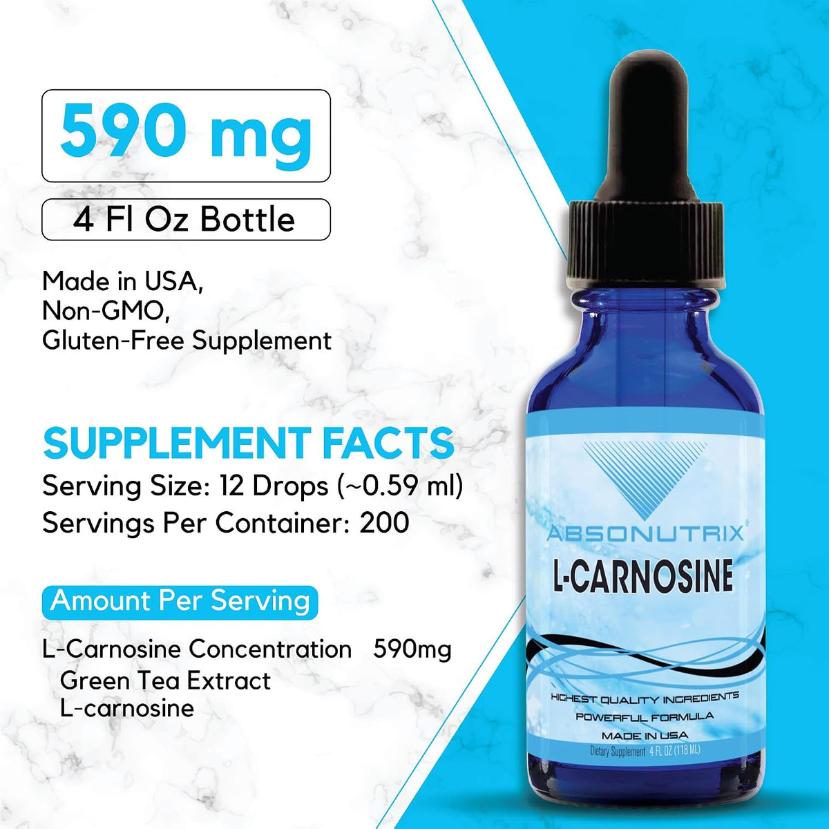 Absonutrix L-Carnosine 583 mg Liquid Drops, 118 ml - görsel 3