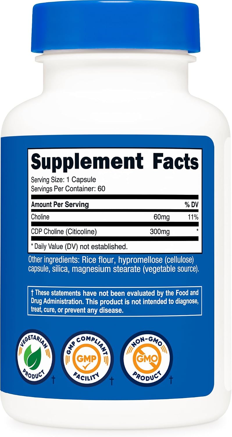 Nutricost CDP Choline (Citicoline) 300mg, 60 Vegetarian Capsules - görsel 5