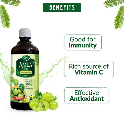 Dabur Amla Juice - Rich Source of Vitamin C - 100% Ayurvedic Health Juice - 1 Litre