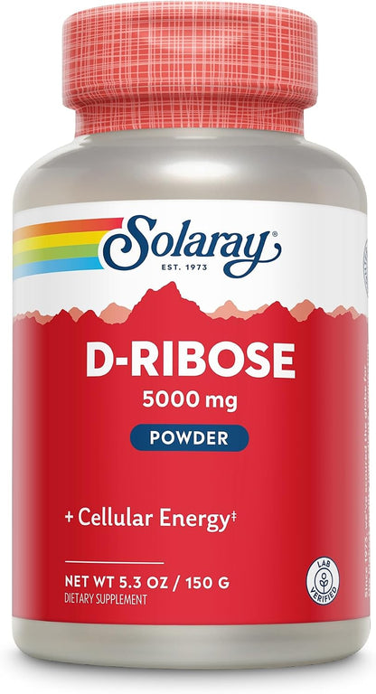 SOLARAY D-Ribose Powder 5000 mg – Heart and Cellular Energy Support, 30 Servings