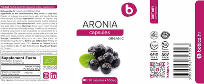 Organic Aronia Berry Capsules – Black Chokeberry Supplement – 500mg, 90 Vegan Capsules