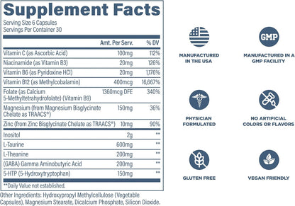 Revive MD Calm - Emotional Wellbeing Support with L-Theanine, GABA & 5-HTP (180 Capsules, 30 Servings)