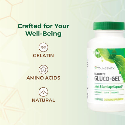 Youngevity Ultimate Gluco-Gel - Joint Support Food Supplement with Glucosamine, Gelatine and Manganese - 120 Capsules