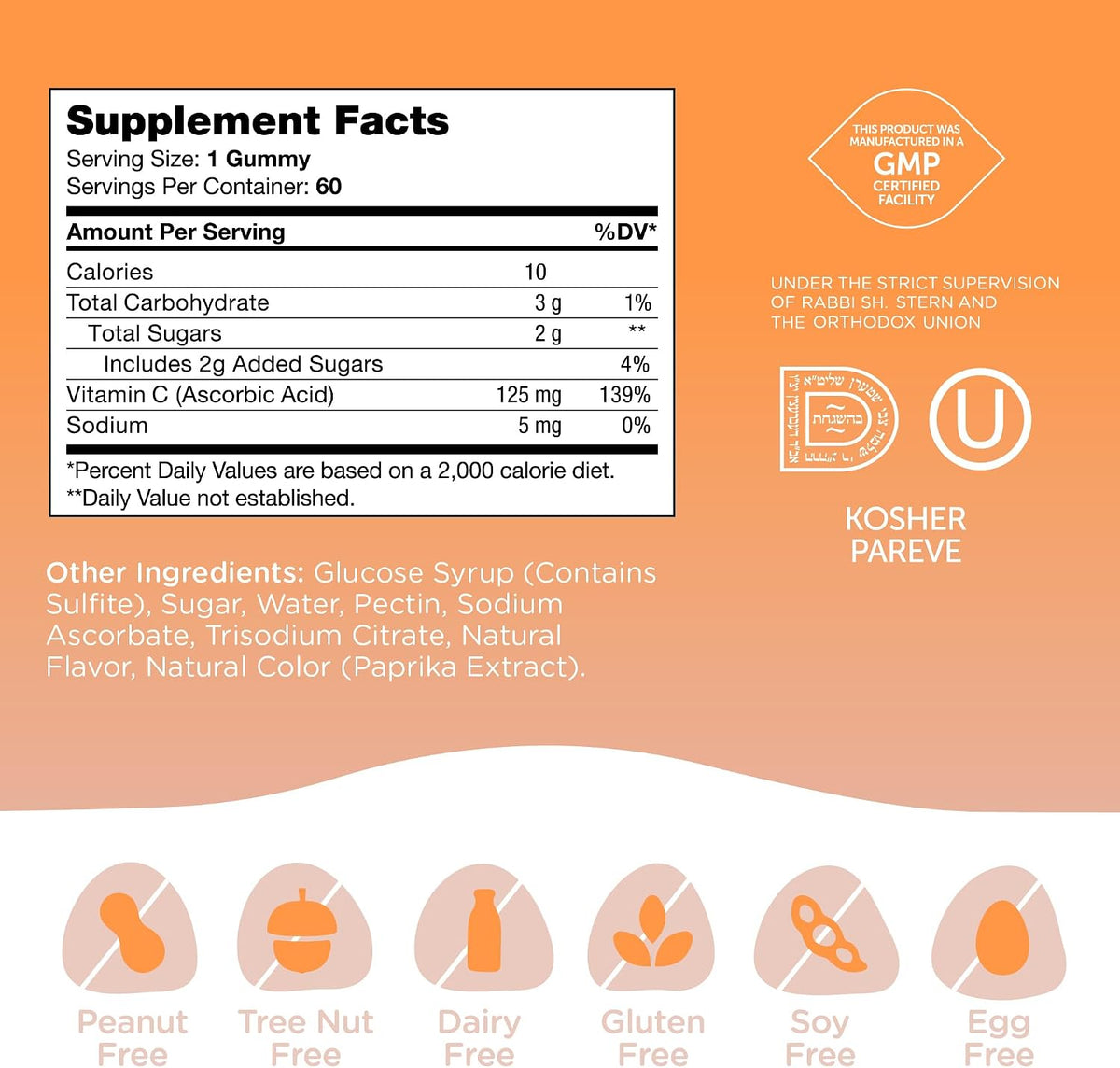 Zahler - Chapter One Vitamin C Gummies for Adults & Kids 125 mg, Certified Kosher (60 Flavoured Gummies) - görsel 5