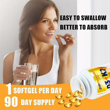 BIO POTENTIA Vitamin D3 K2 with MCT Oil Supplement, 5000 IU & 100 mcg MK‑7, 90 Soft gel capsules