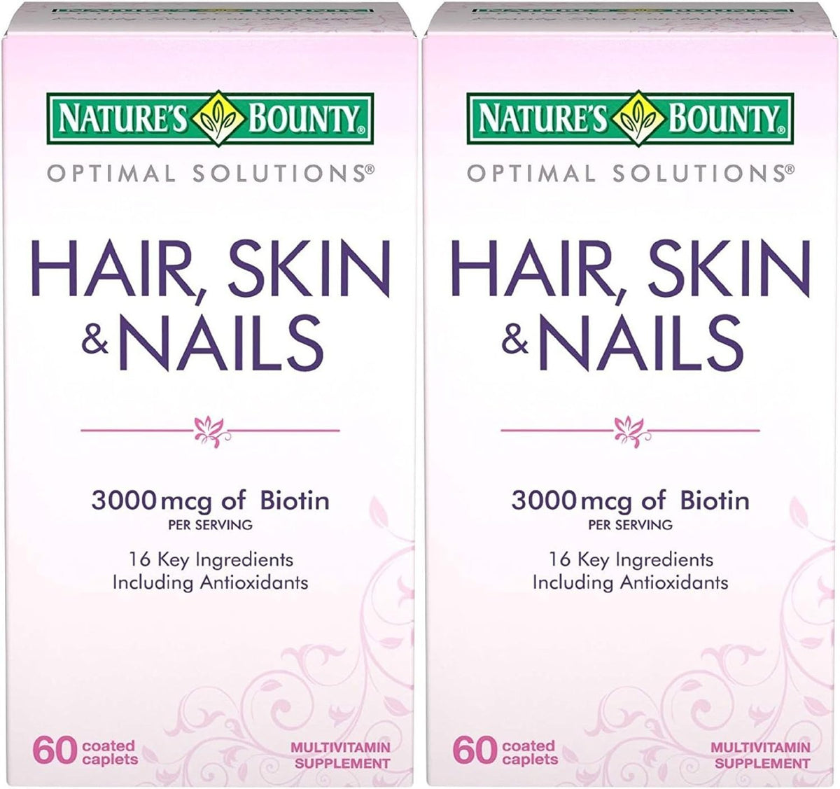 Nature's Bounty Optimal Solutions Hair, Skin & Nails Formula, 120 Coated Tablets (2 x 60 Count) - görsel 1
