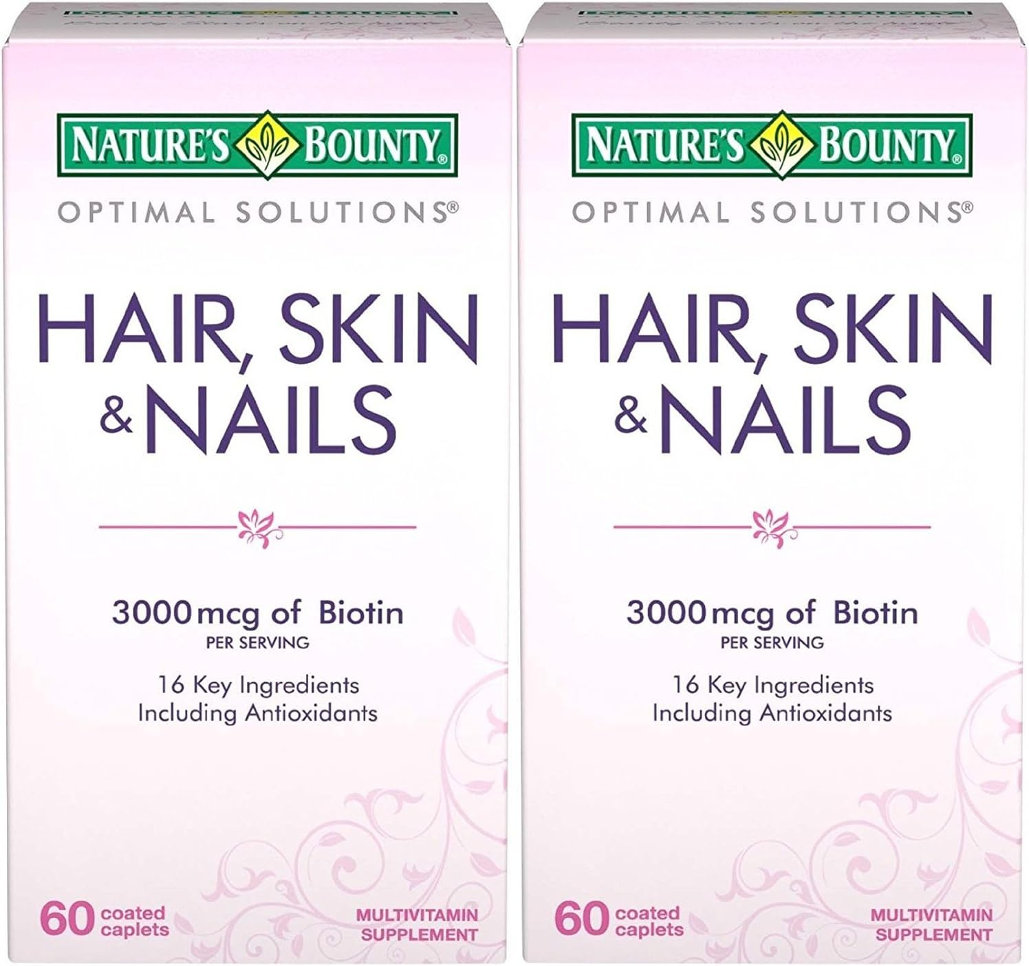 Nature's Bounty Optimal Solutions Hair, Skin & Nails Formula, 120 Coated Tablets (2 x 60 Count) - görsel 1
