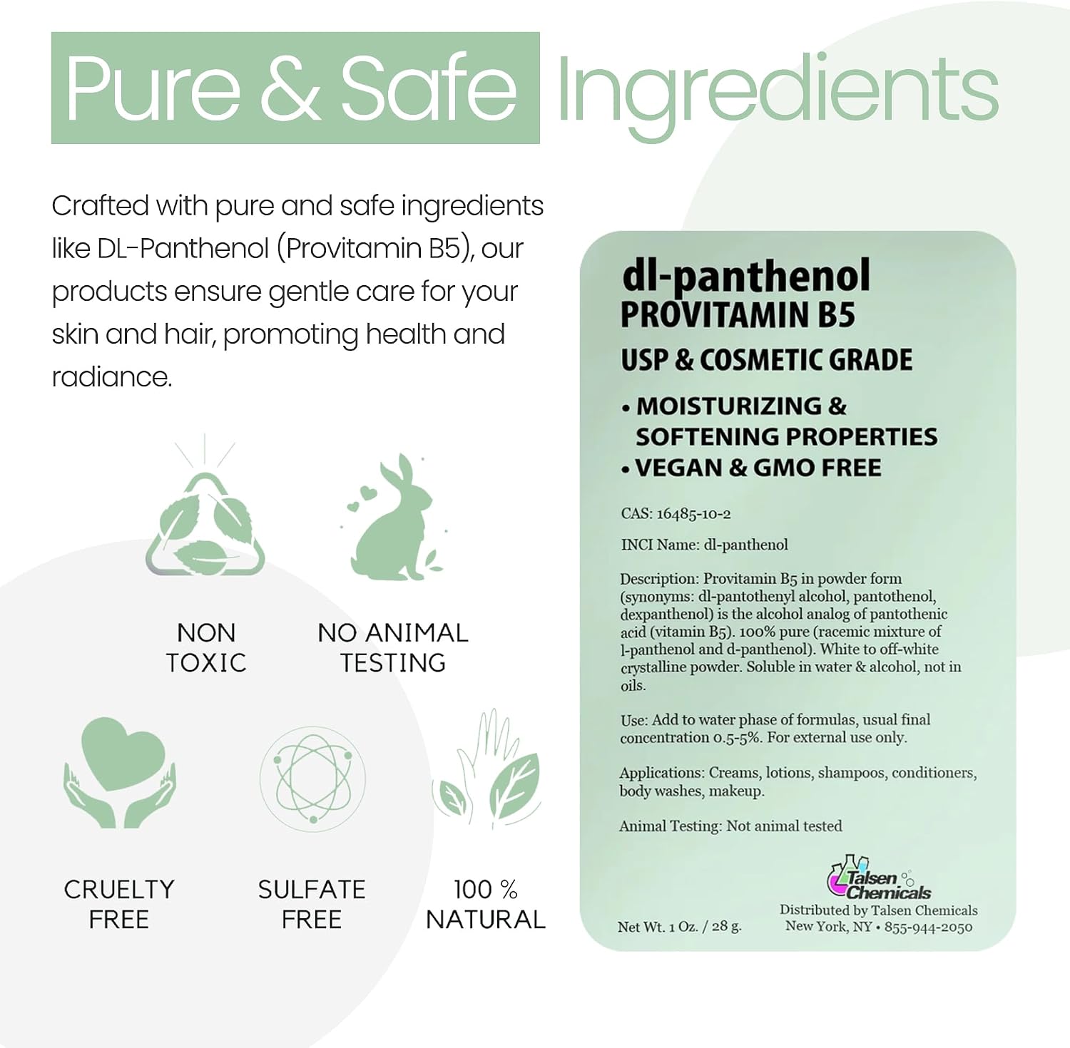 Provitamin B5 Powder dl-Panthenol DIY Panthenol Solution and Panthenol for Hair and Skin Moisturiser (56 g) - görsel 4