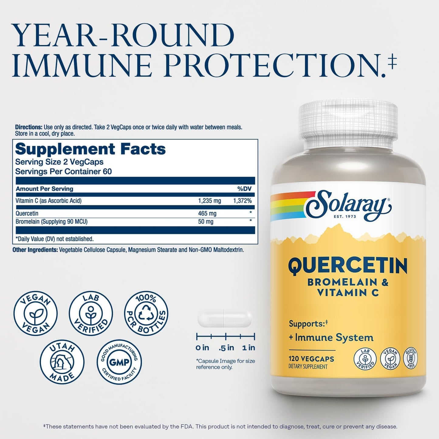 SOLARAY QBC Plex – Quercetin, Bromelain & Vitamin C Supplement - görsel 2