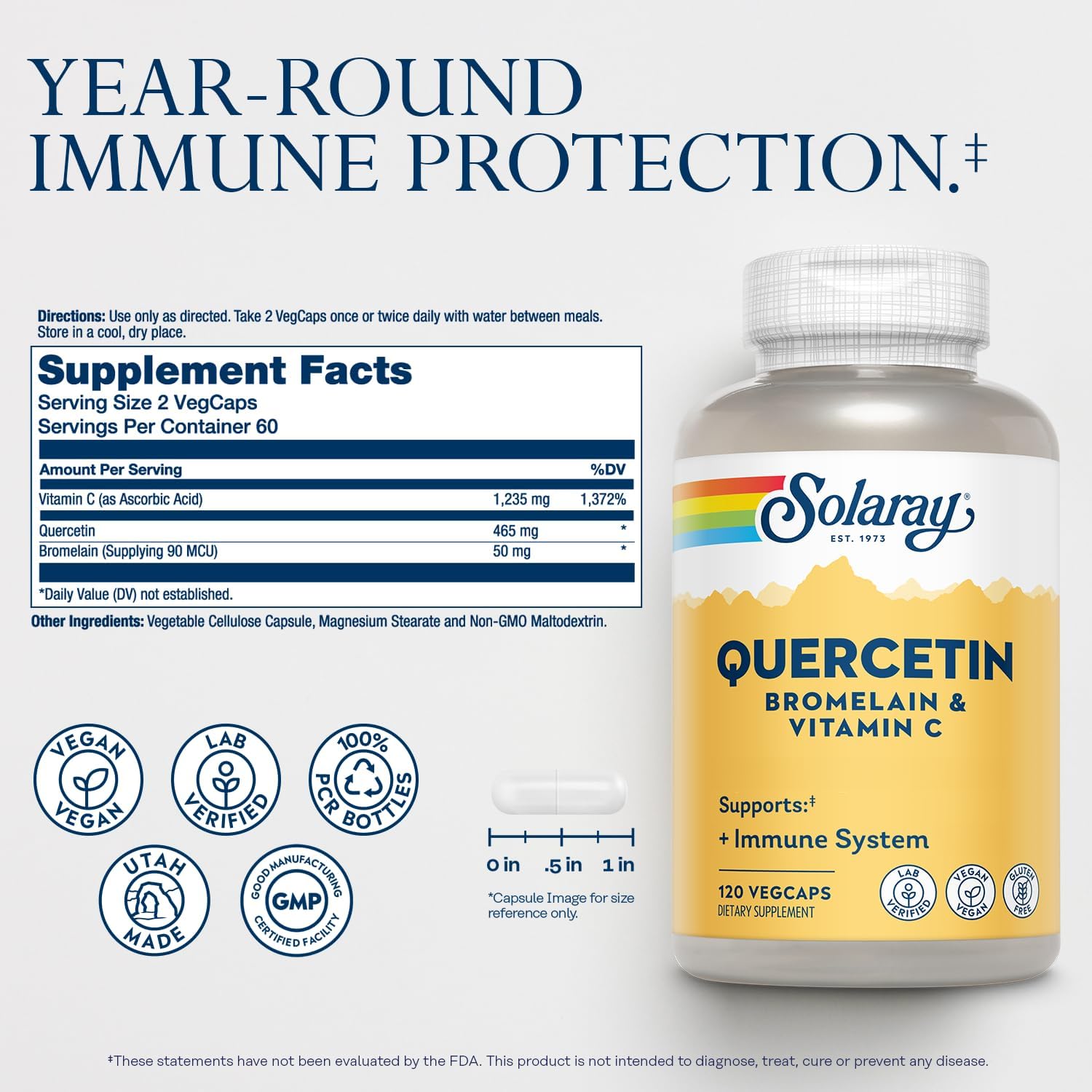 SOLARAY QBC Plex – Quercetin, Bromelain & Vitamin C Supplement - görsel 2