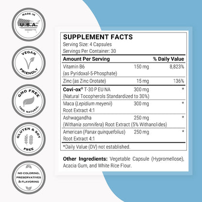 Supersmart Natural Anti-Prolactin Supplement with P5P, Mucuna Pruriens, Maca Root, Ashwagandha – 120 Vegetarian Capsules