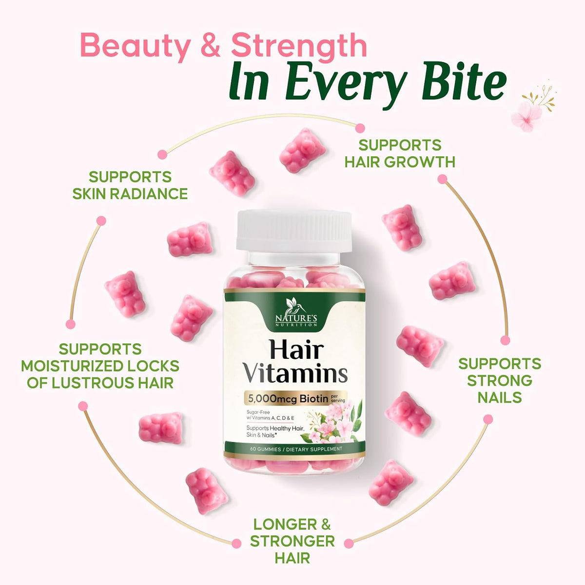 Biotin 5000 mcg Gummies for Hair, Skin & Nails – Extra Strength - görsel 5
