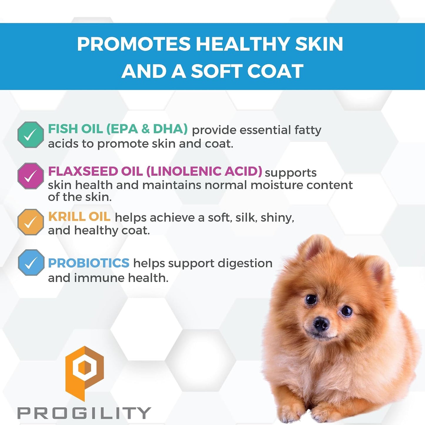 Nootie Progility Mini Skin & Coat Supplement for Small Dogs, Fish Oil Soft Chews - görsel 2