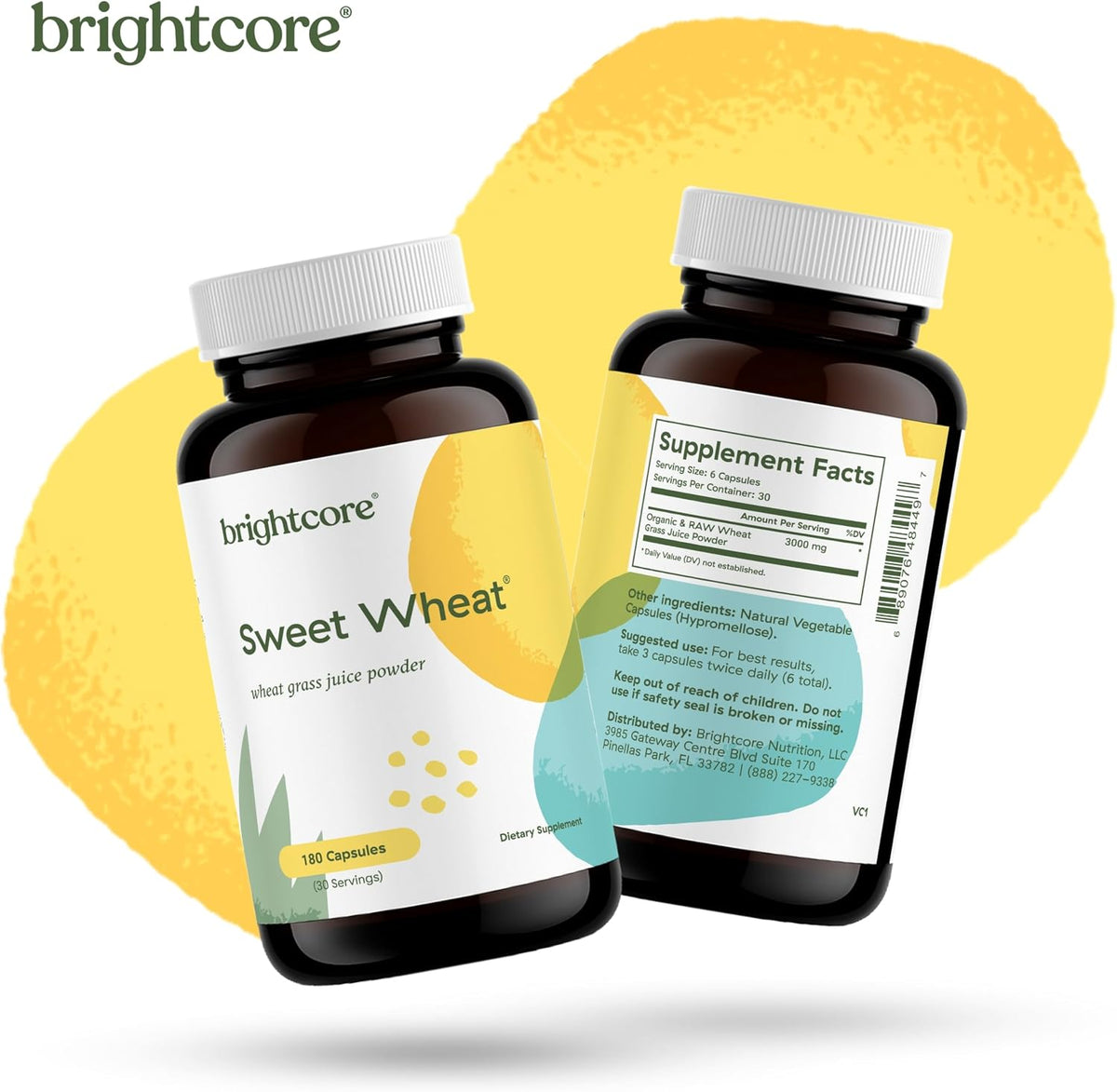 Brightcore Nutrition Sweet Wheat - Super Greens with Digestive Enzymes, 180 Capsules - görsel 8