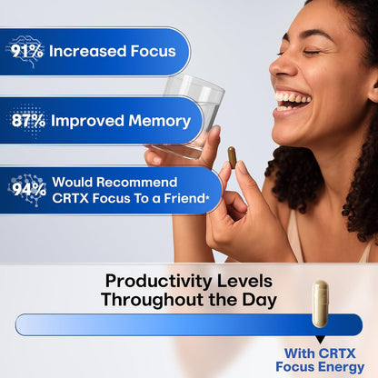 CRTX Nutrition Focus – Nootropic Brain Supplement with Alpha-GPC, Lion's Mane, Rhodiola 10:1 – 90 Capsules