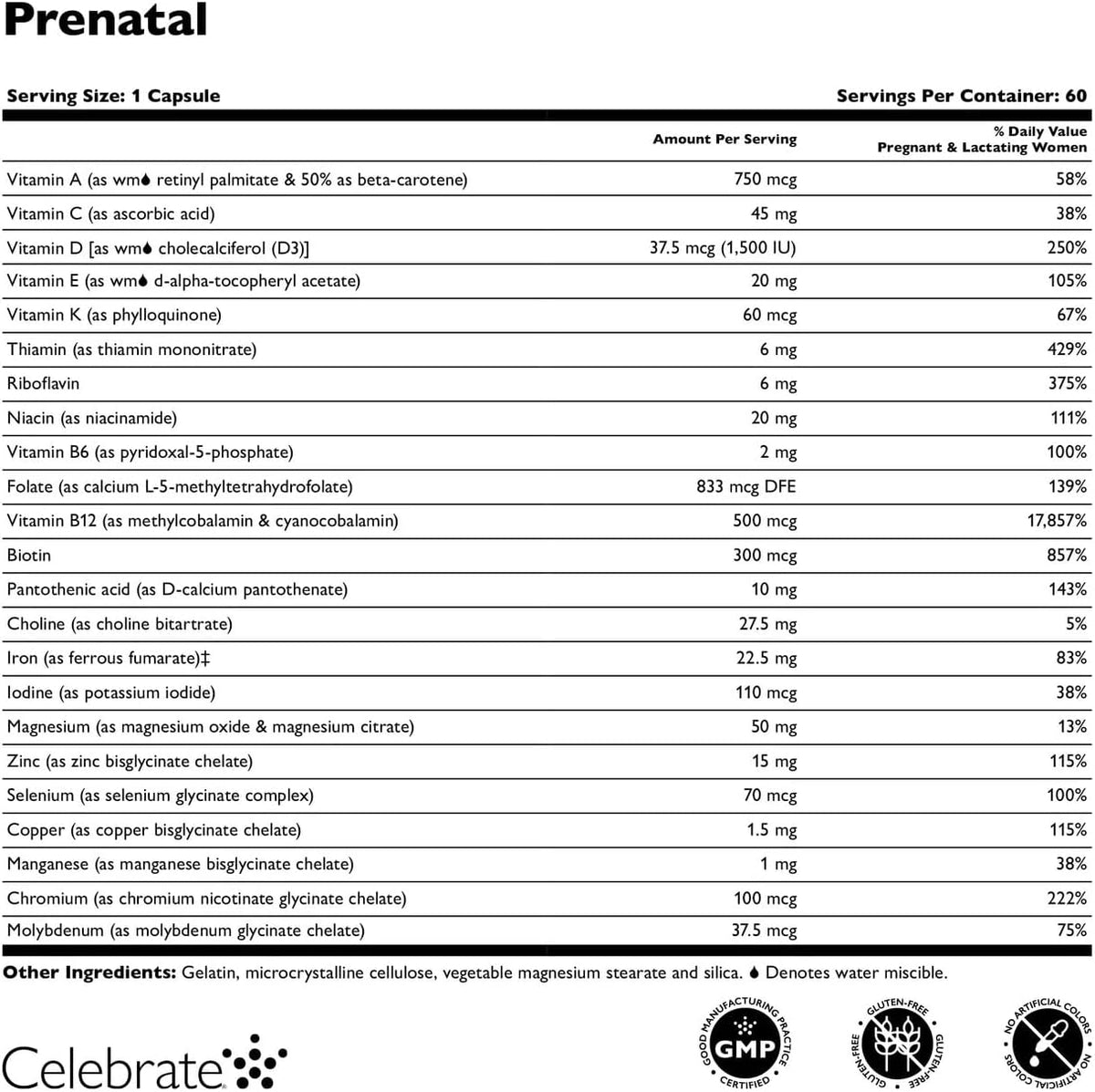 Celebrate Vitamins Bariatric Prenatal Multivitamin Capsules with Methylfolate, Iron, Iodine, and Choline – 60 Capsules - görsel 3