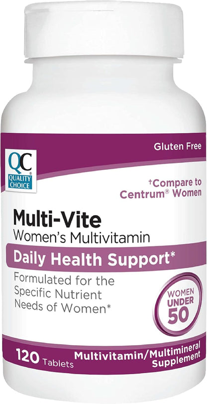 Quality Choice Women's Multi-Vite, Multivitamin Tablets for Daily Health Support Formulated for Women Under 50, 120 Tablets