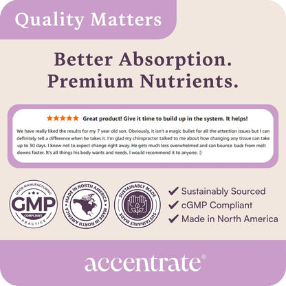 Accentrate Brain Supplement for Natural Focus & Attention – Active B Vitamin & Omega-3 Combination