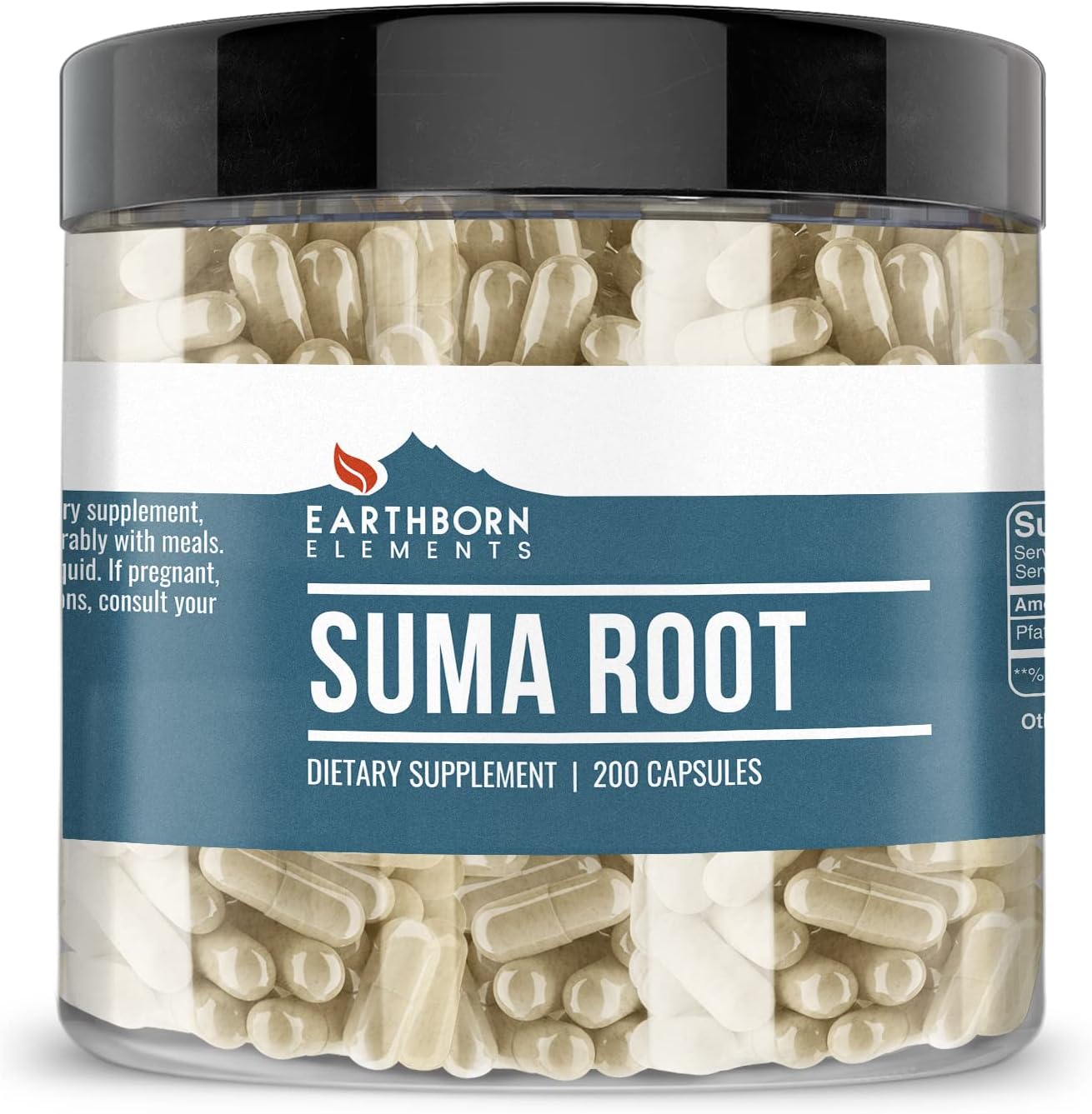 Earthborn Elements Suma Root 200 Capsules, Pure and Undiluted, No Additives - görsel 1