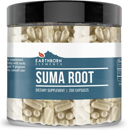 Earthborn Elements Suma Root 200 Capsules, Pure and Undiluted, No Additives