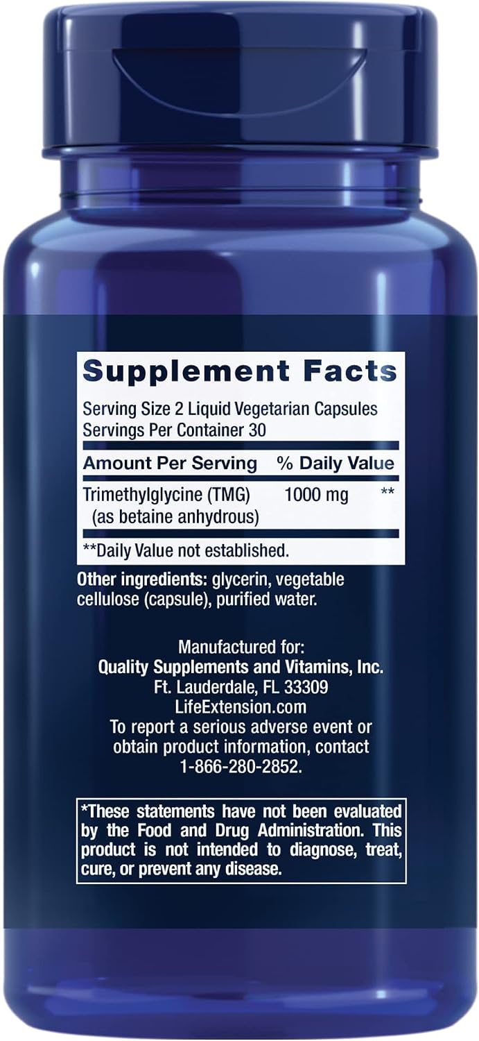 Life Extension TMG, Trimethylglycine, 60 Capsules - görsel 2
