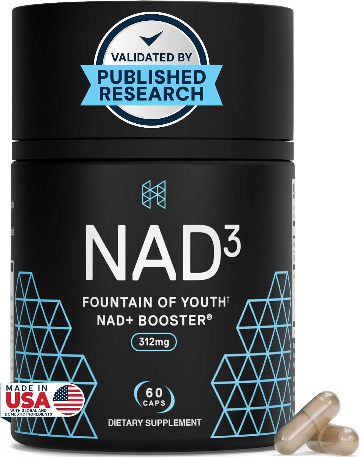 HPN NAD3 Clinical NAD+ Booster – Cellular Health & Natural Energy Supplement, 60 Capsules - görsel 1