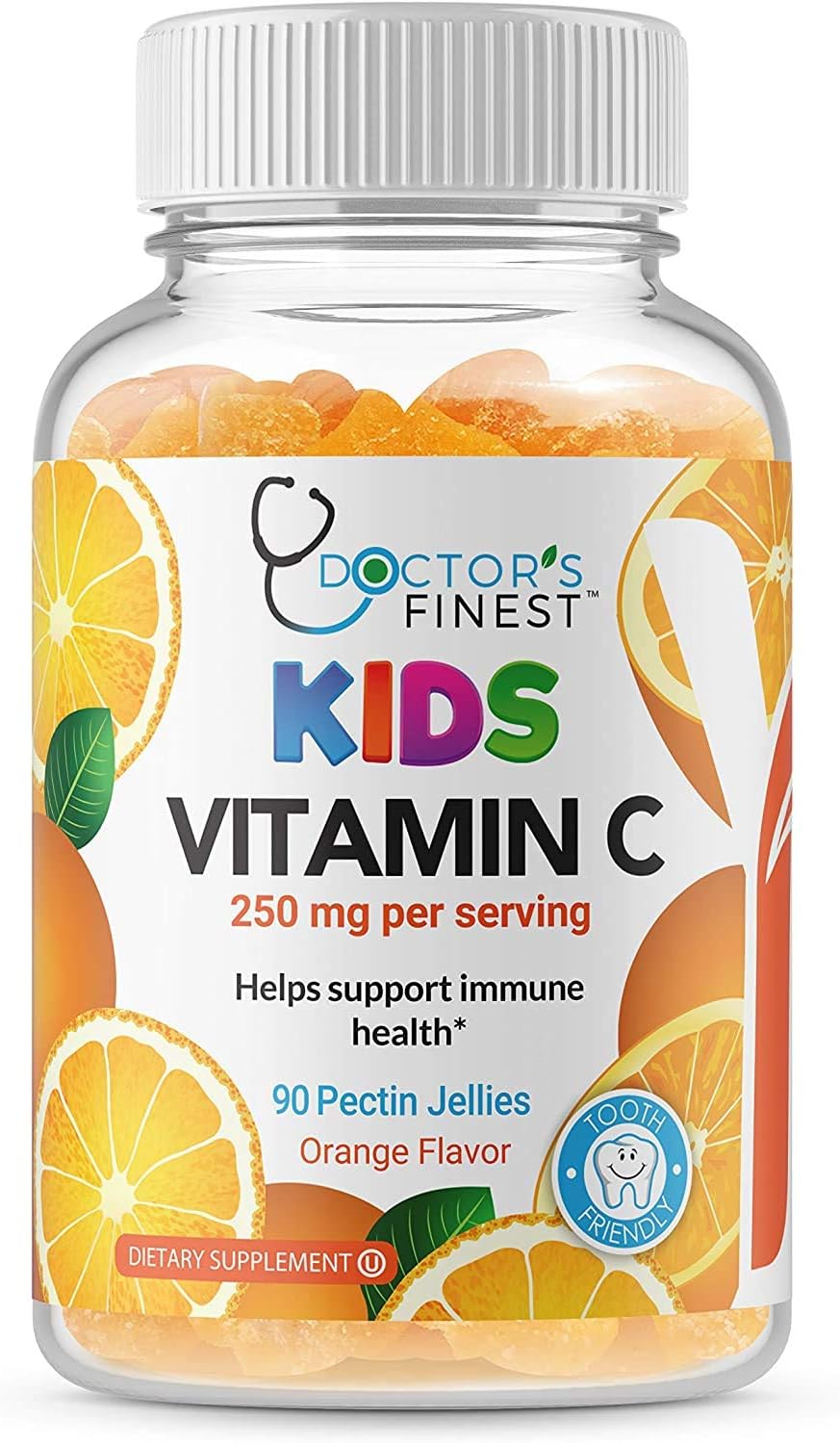 Doctors Finest Vitamin C Gummies for Children - 250 mg, 90 Jellies - Vegan, Gluten-free, Orange Flavour - görsel 1