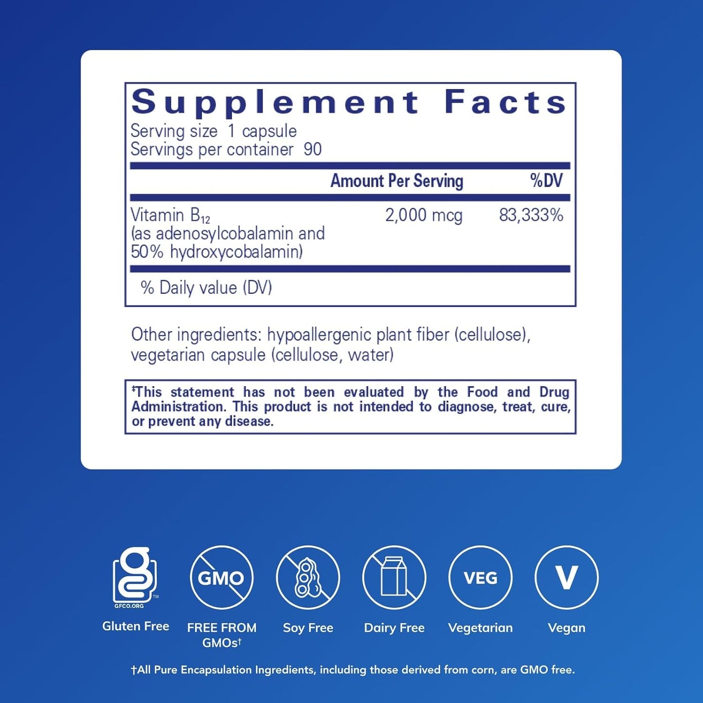 Pure Encapsulations Adenosyl/Hydroxy B12 Food Supplement, 90 Capsules - görsel 2