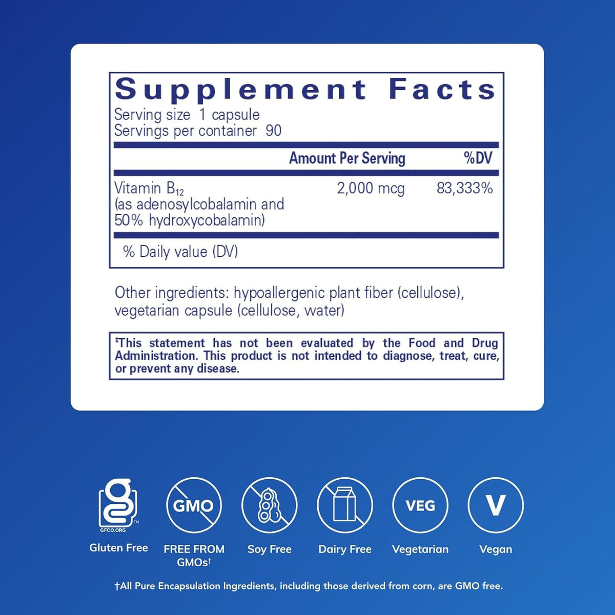 Pure Encapsulations Adenosyl/Hydroxy B12 Food Supplement, 90 Capsules - görsel 2
