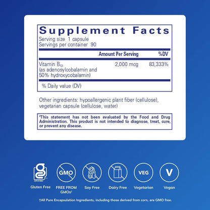 Pure Encapsulations Adenosyl/Hydroxy B12 Food Supplement, 90 Capsules