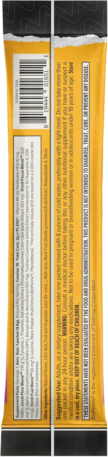 ONNIT Alpha Brain Instant Nootropic Drink Mix, BlackBerry Lemonade, 30 Sachets - görsel 3
