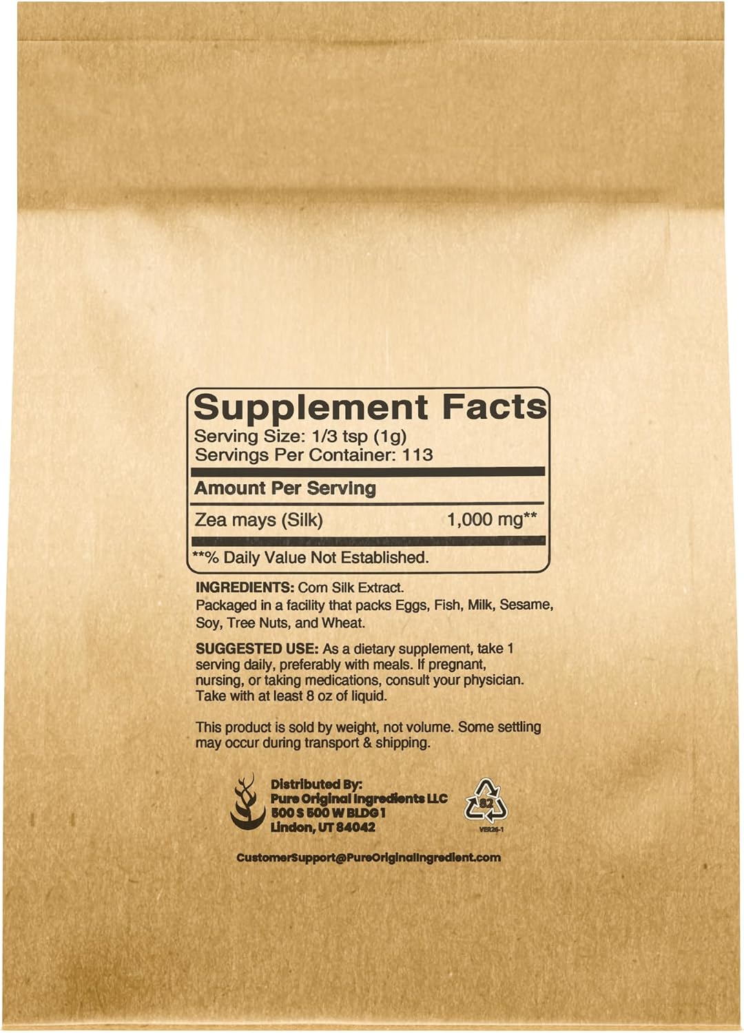 Pure Original Ingredients Corn Silk Extract Herbal Supplement (113 g) - görsel 2