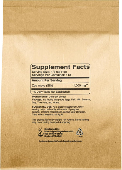 Pure Original Ingredients Corn Silk Extract Herbal Supplement (113 g)