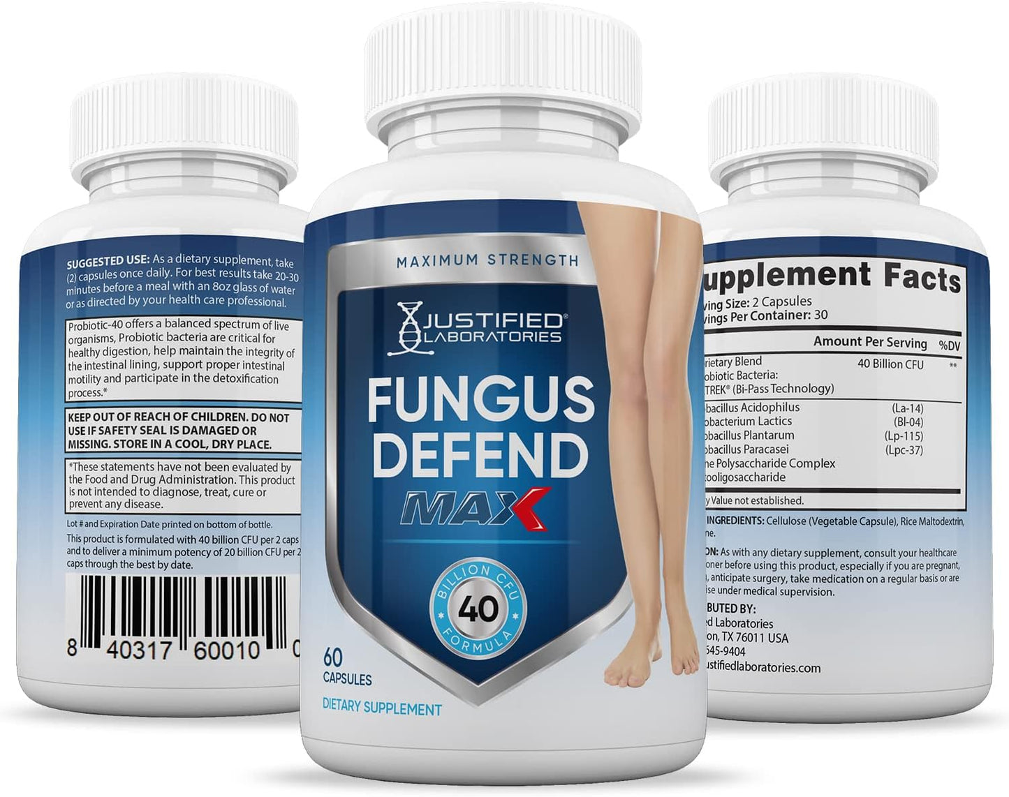 Justified Laboratories Fungus Defend Max Probiotic - 40 Billion CFU, 180 Capsules (3 Pack) - görsel 6