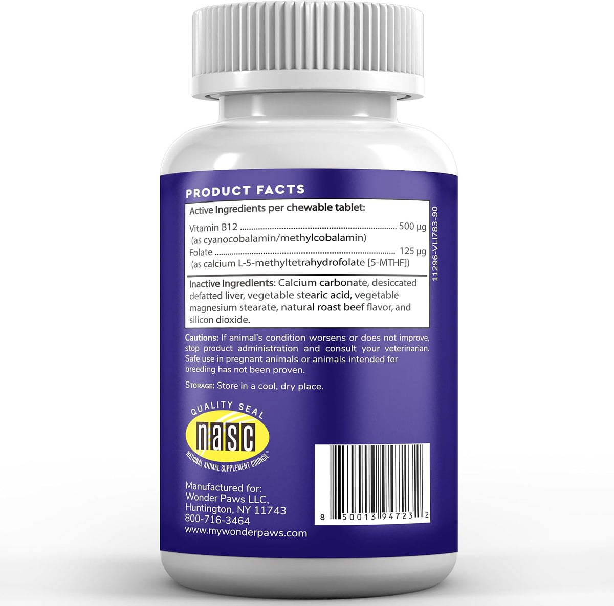 Wonder Paws B12 Supplement for Dogs – Vitamin B-12 for All Ages, Sizes and Breeds – Methylcobalamin, Cobalamin and Folate (5-MTHF) – 90 Beef Flavoured Chewables - görsel 8