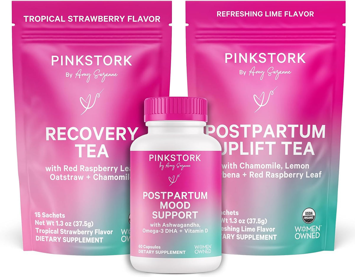 Pink Stork Postpartum Essentials Kit – Hormone Balance, Recovery & Mood Support for New Mum - görsel 1