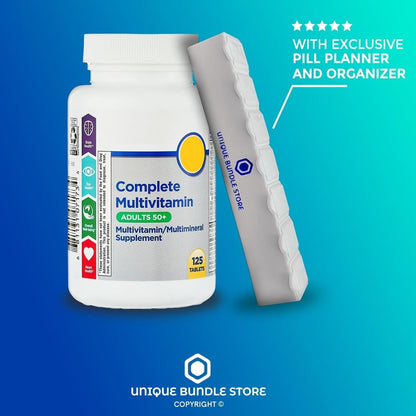 Equate Complete Multivitamin for Adults 50+ with 7-Day Pill Organiser (125 Tablets)