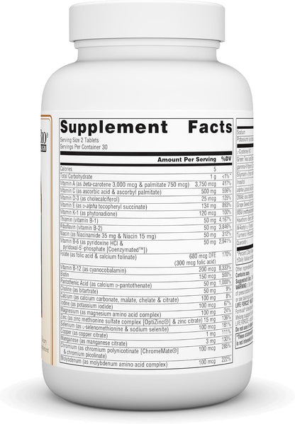 Source Naturals Life Force Multiple Iron-Free Multivitamin - High Potency Daily Supplement with Essential Nutrients, 60 Tablets