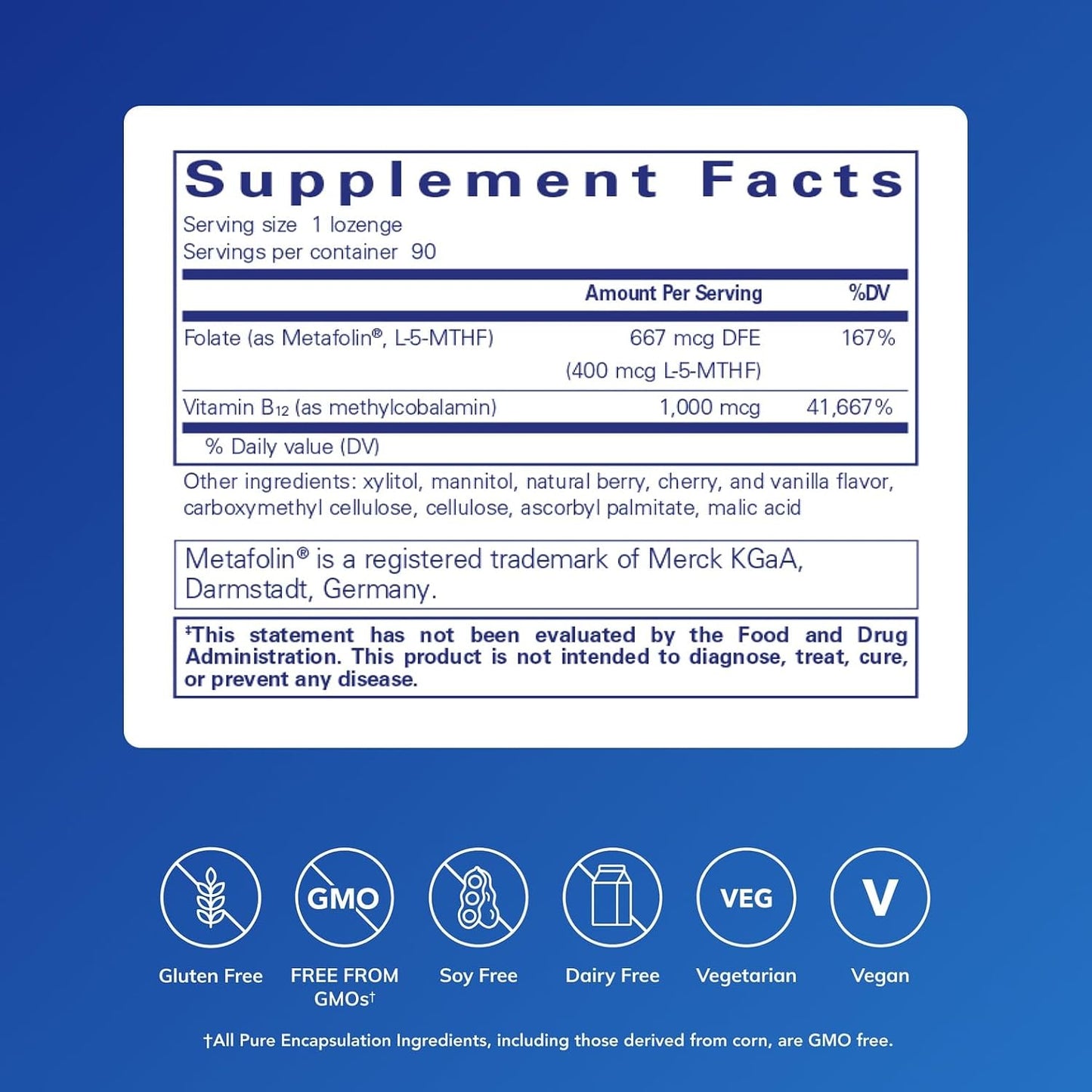 Pure Encapsulations PureMelt B12 Folate - Active B Vitamin with L-5-MTHF - Metabolism Support - 90 Lozenges - görsel 2