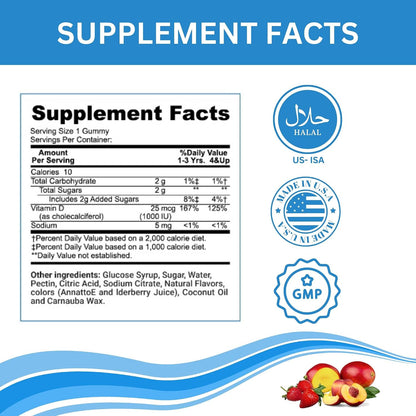 Greenfield Nutritions Halal Vitamin D3 for Children – 1000 IU – 90 Chewable Gummies
