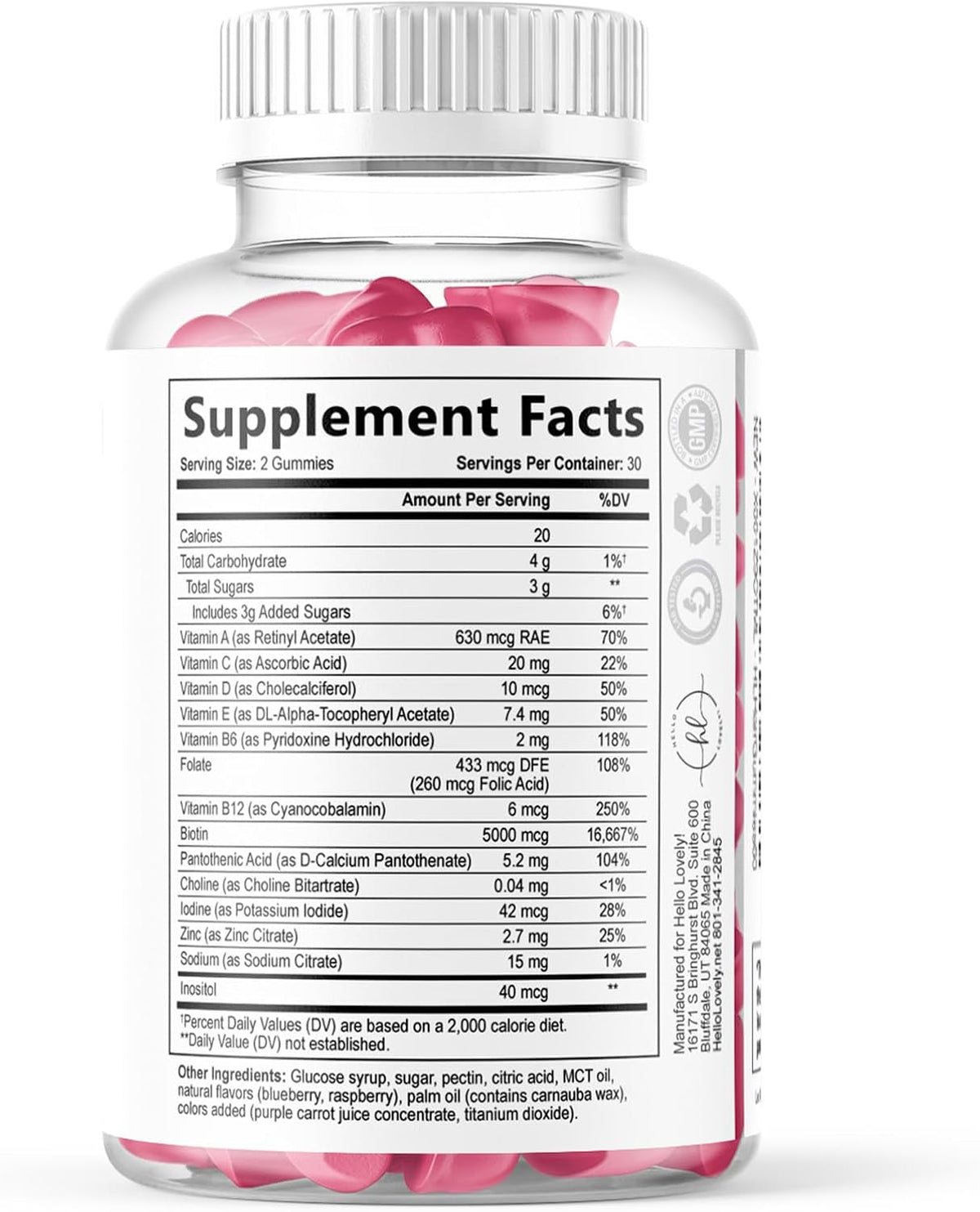 Hello Lovely! Hair Vitamins Gummies – Biotin 5000mcg – Berry Flavour (60 Gummies) - görsel 9