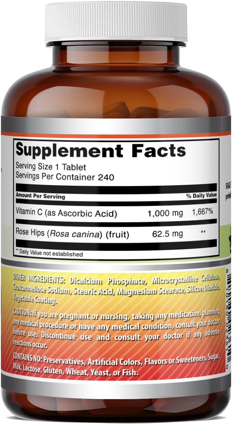 Amazing Formulae Vitamin C with Rose Hips 1000 mg, 240 Tablets - görsel 5